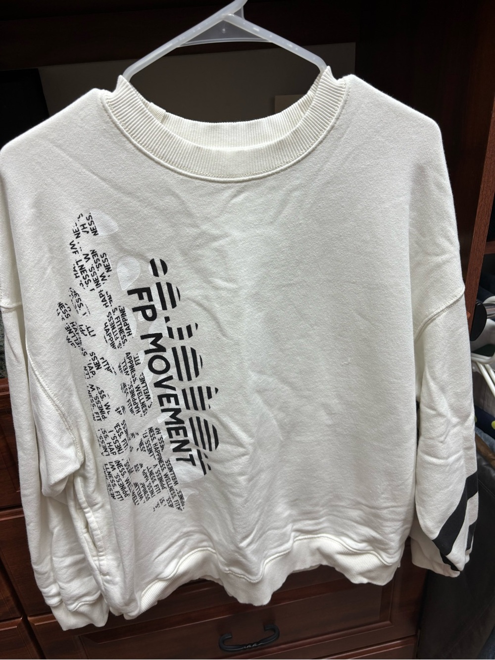 Free People Cream Crewneck Sweatshirt with Black Graphic